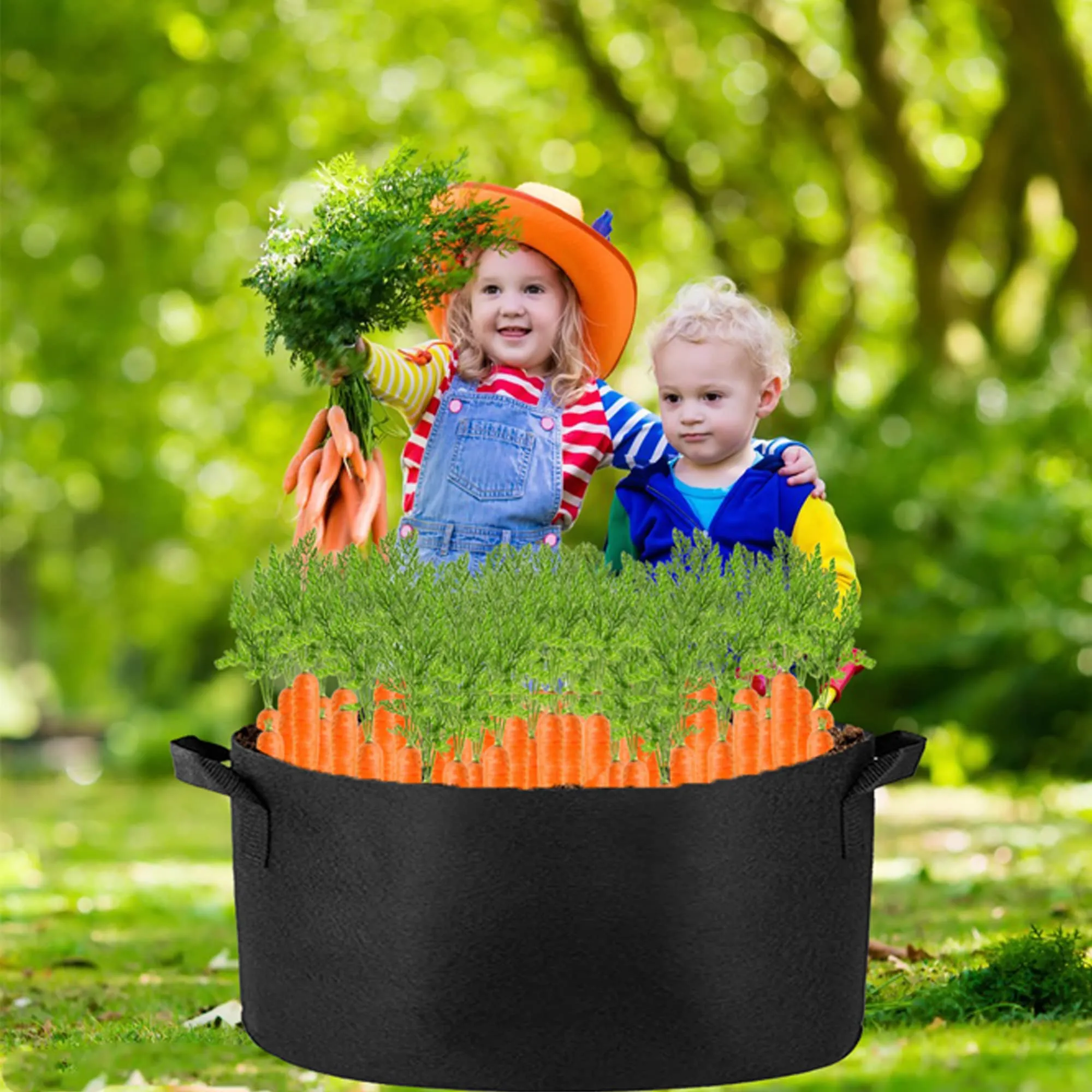 1 Pack 100 Gallon 100cm 50cm Grow Bag | Heavy Duty Thickened Plant Pots with Handles | Farming Gardening Tree