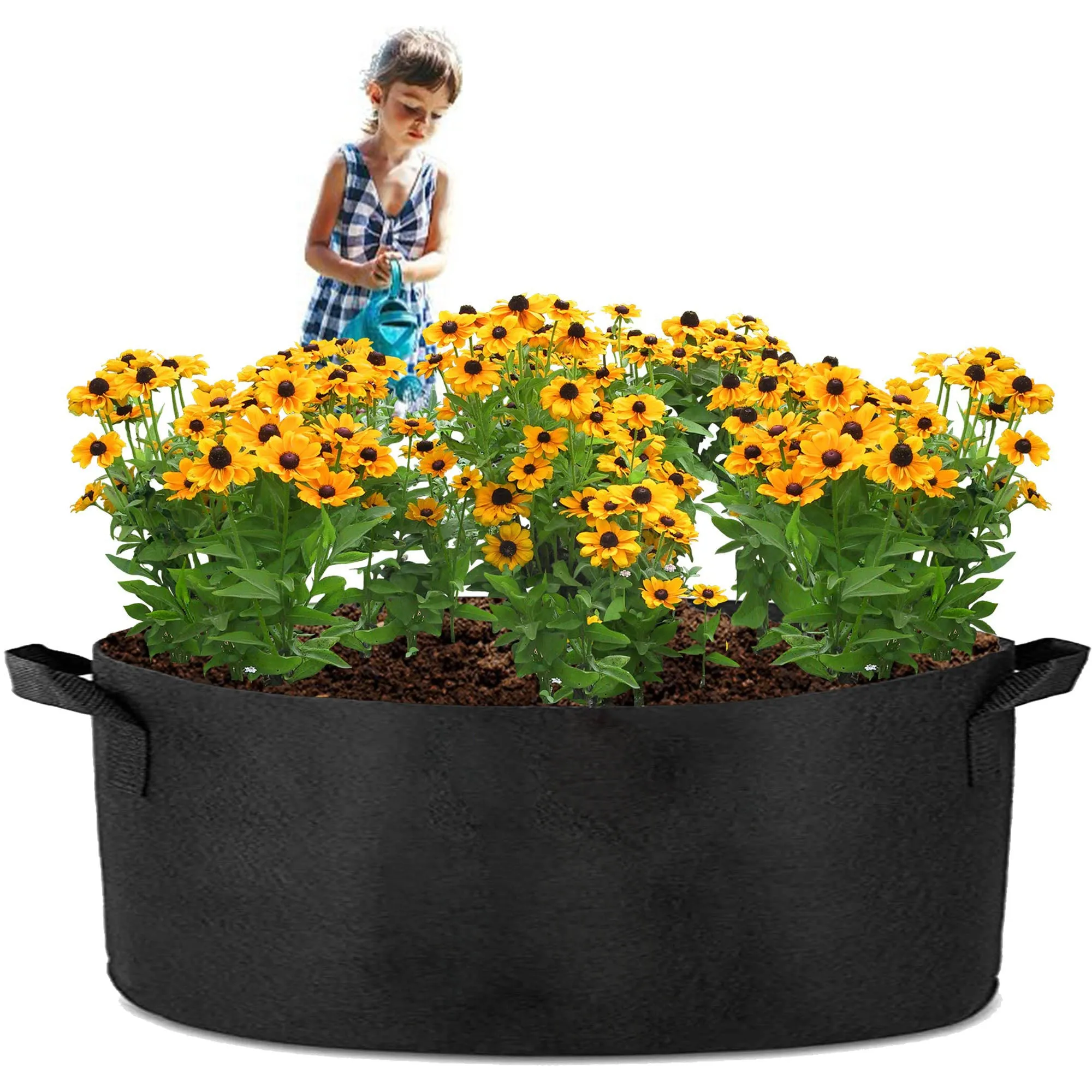 1 Pack 100 Gallon 100cm 50cm Grow Bag | Heavy Duty Thickened Plant Pots with Handles | Farming Gardening Tree
