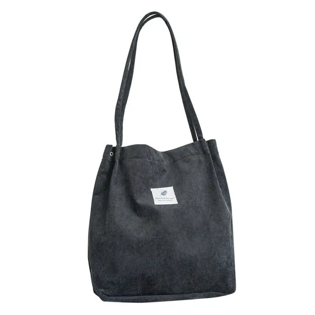 2018 New Shoulder Bag Female High Capacity Women Corduroy Tote Ladies Casual Lady'S Bag Foldable