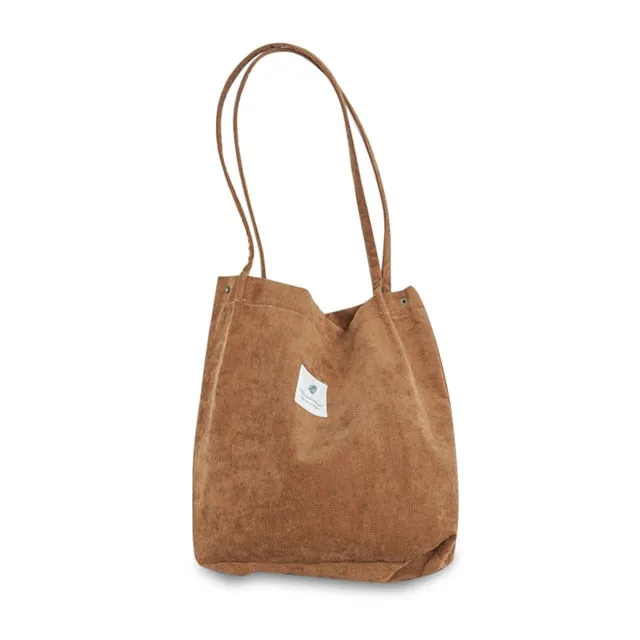 2018 New Shoulder Bag Female High Capacity Women Corduroy Tote Ladies Casual Lady'S Bag Foldable