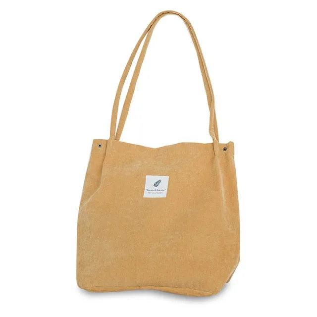 2018 New Shoulder Bag Female High Capacity Women Corduroy Tote Ladies Casual Lady'S Bag Foldable