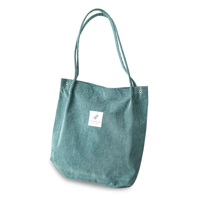 2018 New Shoulder Bag Female High Capacity Women Corduroy Tote Ladies Casual Lady'S Bag Foldable