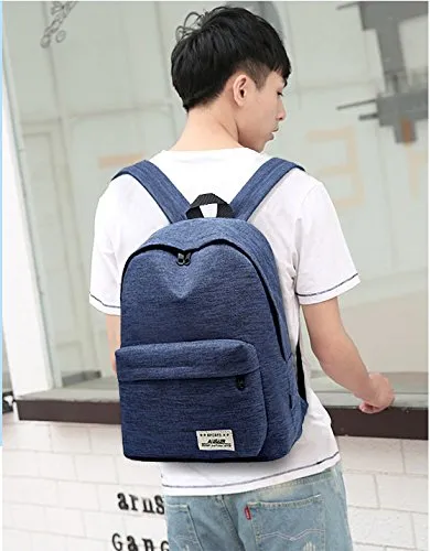 AUGUR Casual Laptop Backpack Light-Weight Classic Bookbag Rucksack for Travel - Blue