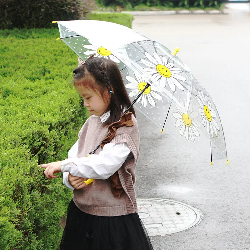 Babymoon Sunflower Designer Transparent Automatic Kids Umbrella 2 To 10 Y | Yellow