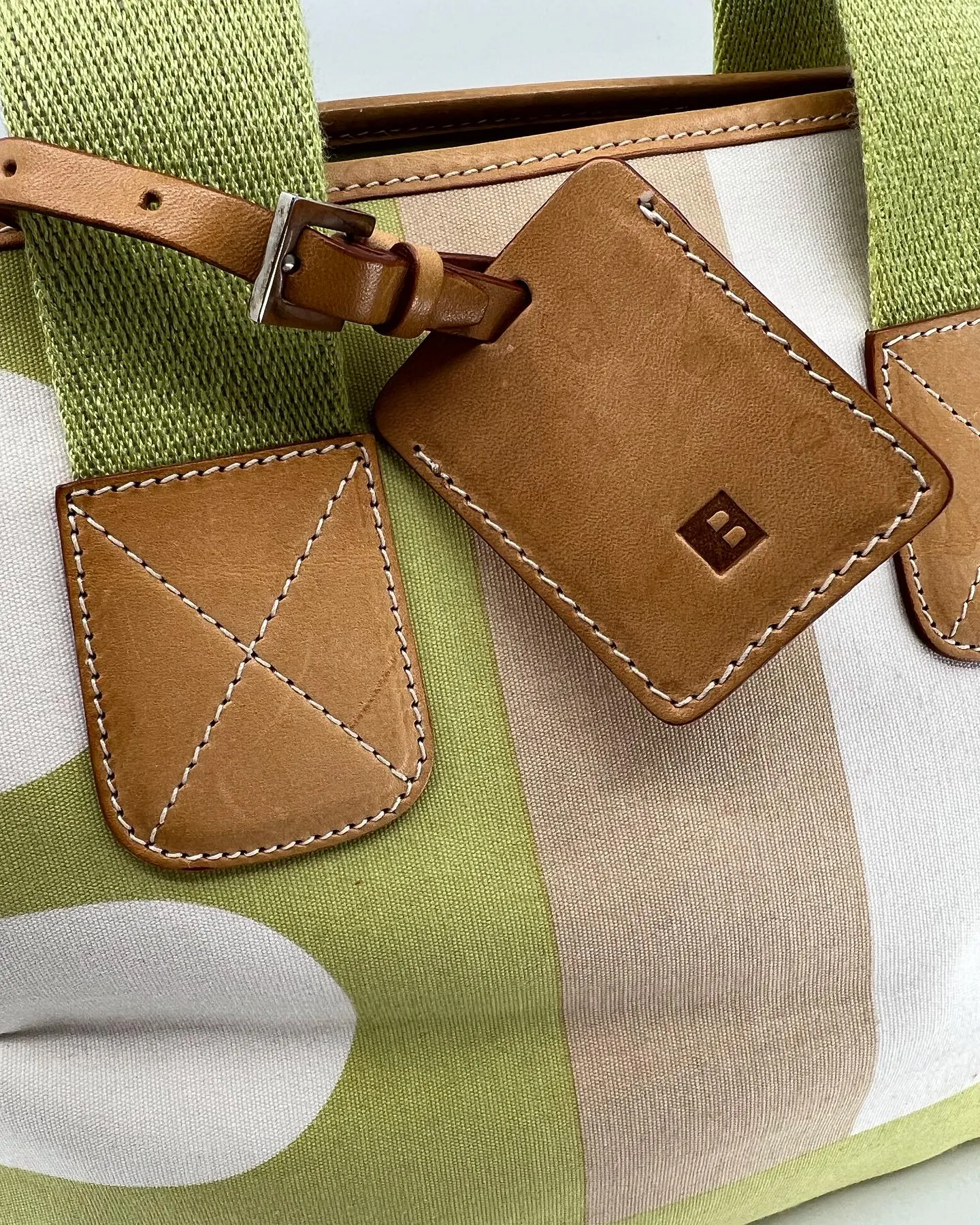 BALLY CABANA CANVAS LEATHER TOTE BAG
