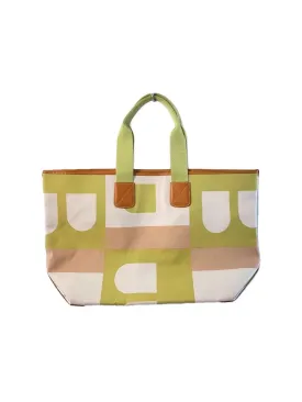 BALLY CABANA CANVAS LEATHER TOTE BAG