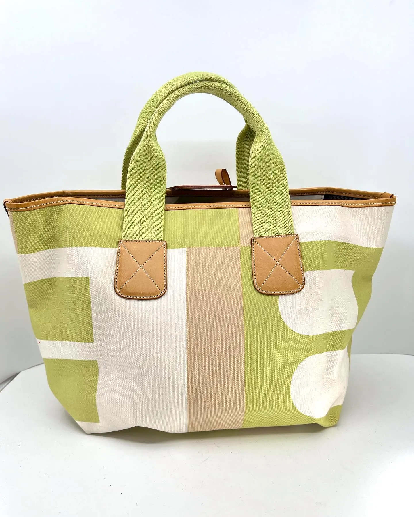 BALLY CABANA CANVAS LEATHER TOTE BAG