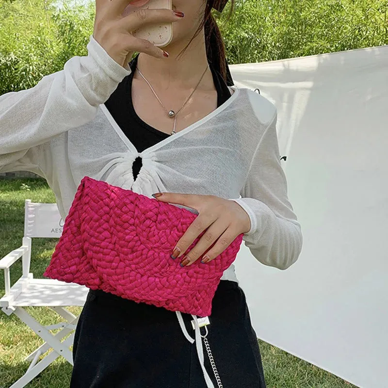 Beach-Inspired Summer Chic Woven Straw Clutch Handbags
