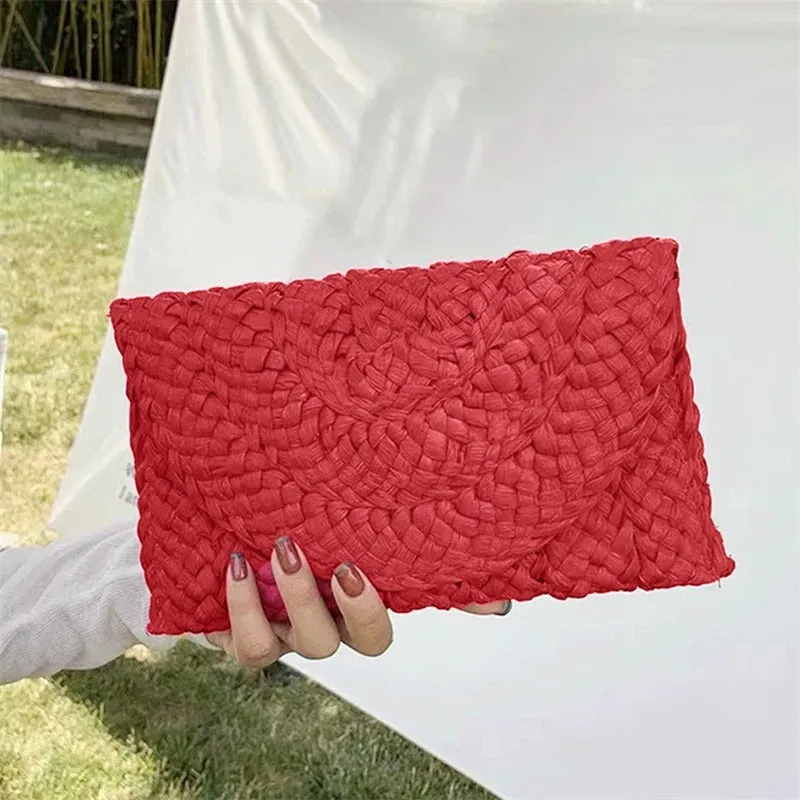 Beach-Inspired Summer Chic Woven Straw Clutch Handbags