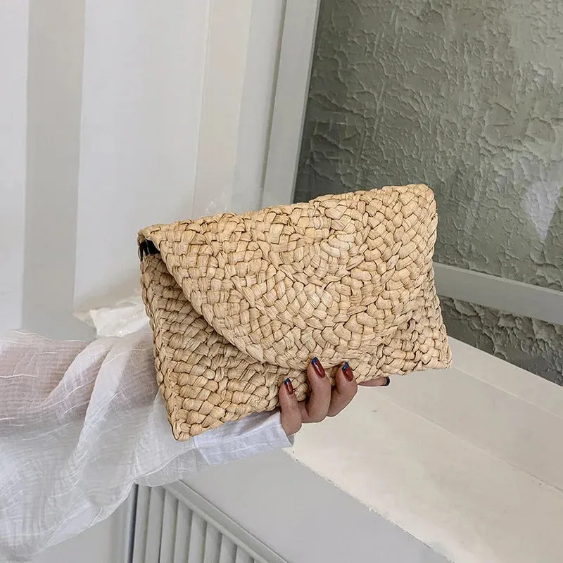 Beach-Inspired Summer Chic Woven Straw Clutch Handbags