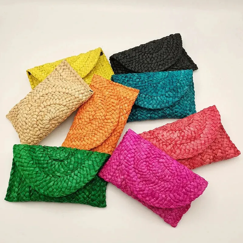 Beach-Inspired Summer Chic Woven Straw Clutch Handbags
