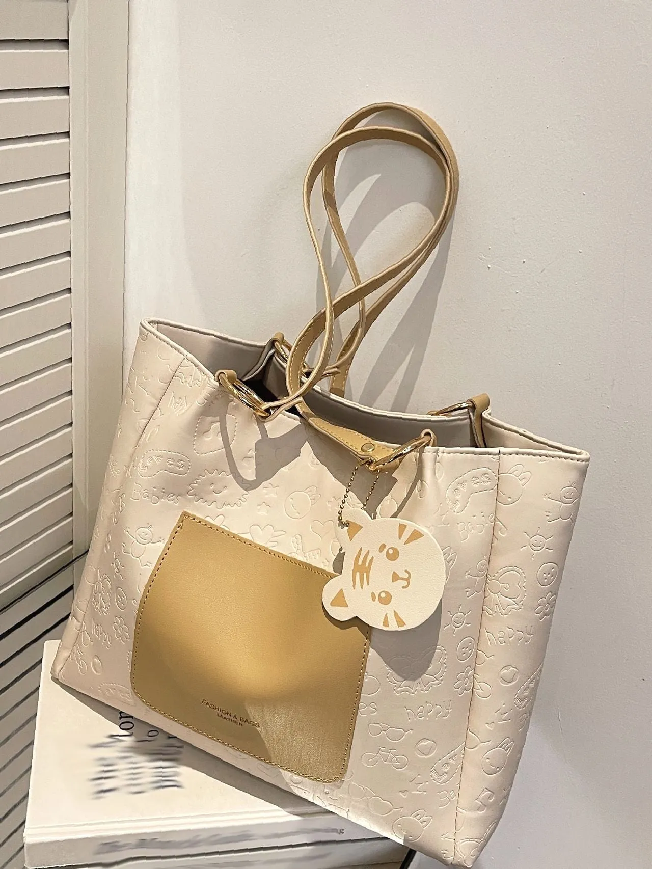 binfenxie - Cartoon Embossed Shoulder Tote Bag  - Women Tote Bags