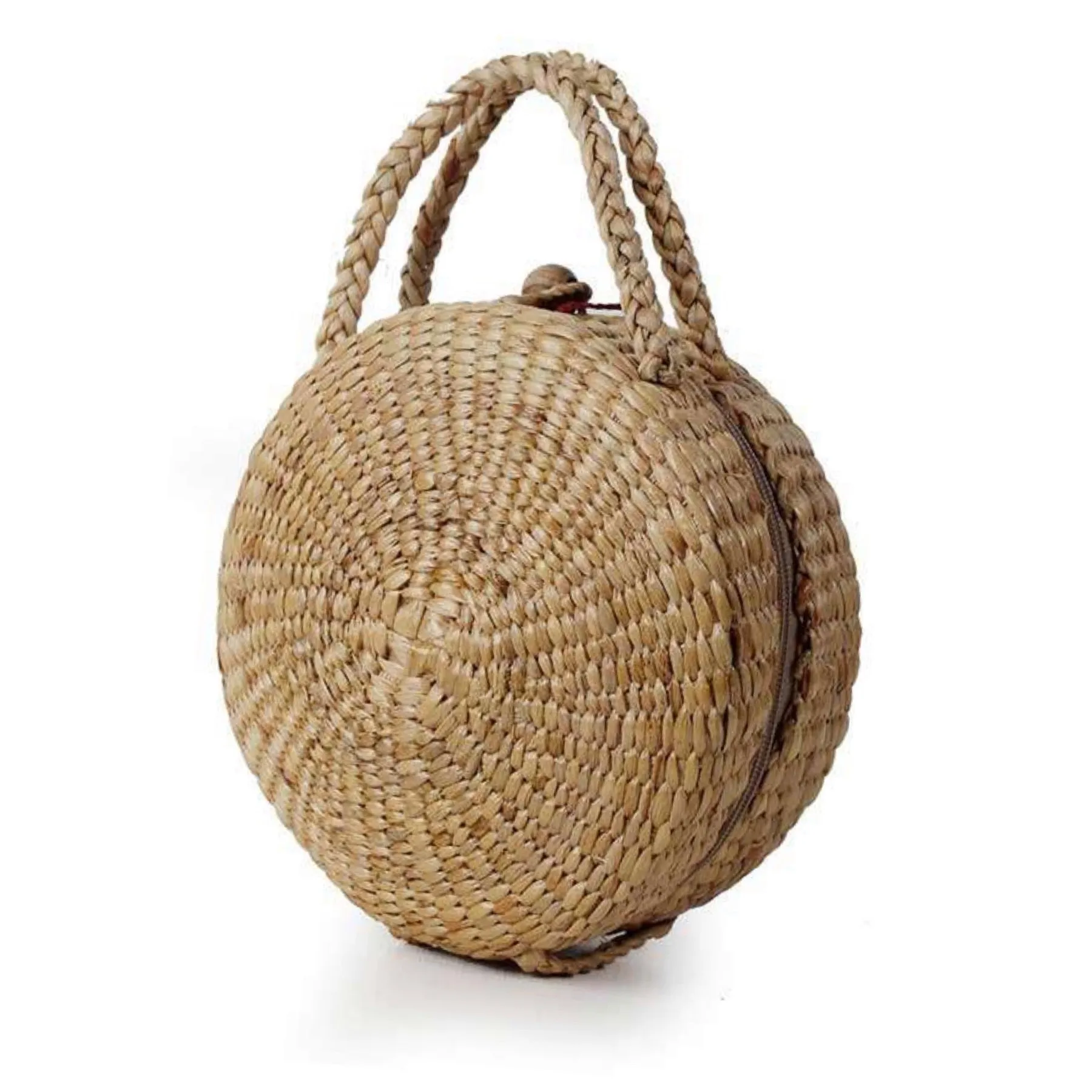 Bohemian Round Hand Woven Straw Clutch Bag - Iraca Palm Bag with Playful Tassels