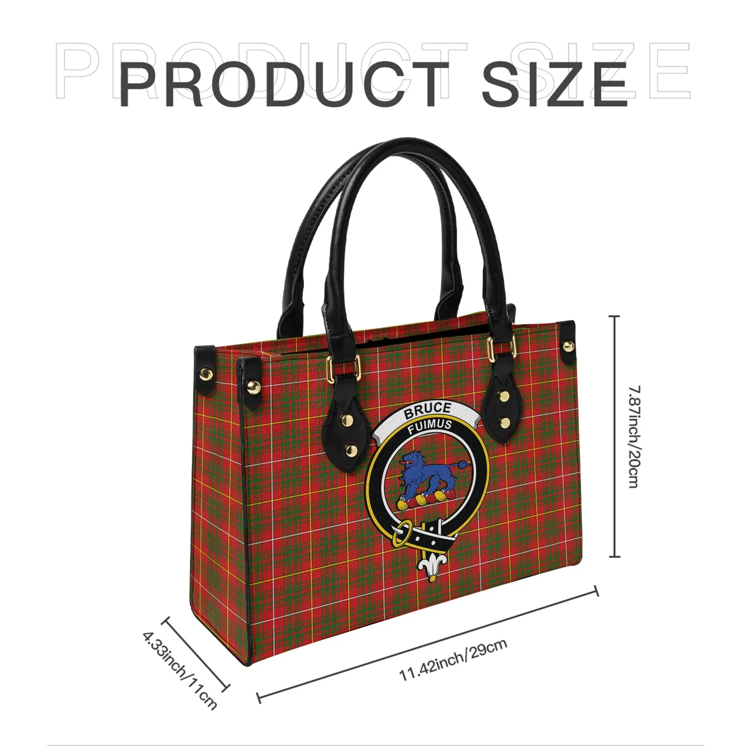 Bruce Modern Tartan Leather Bag with Family Crest