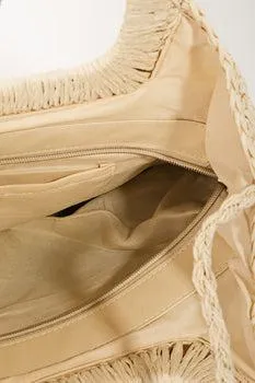 Chic & Versatile: Fame Color Block Double-Use Braided Tote Bag