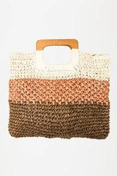 Chic & Versatile: Fame Color Block Double-Use Braided Tote Bag