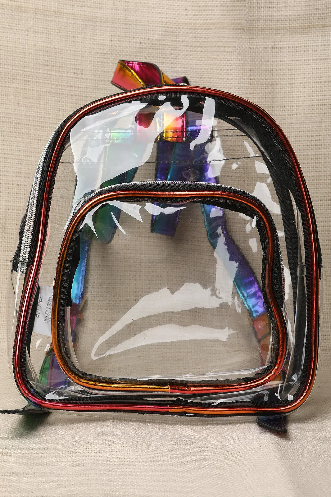 Clear Rainbow Trim Mini Backpack