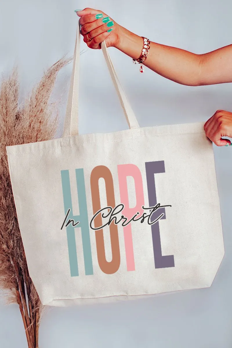 Colorblock Hope In Christ Canvas Jumbo Tote