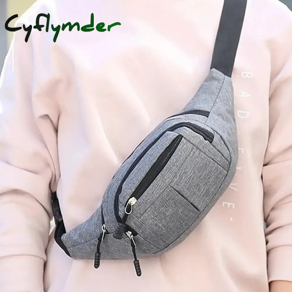 Cyflymder Fashion Men Women Waist Bag Casual Fanny Pack Purse Large Phone Belt Bag Pouch Canvas Outdoor Travel Phone Bag Banana Hip Bags