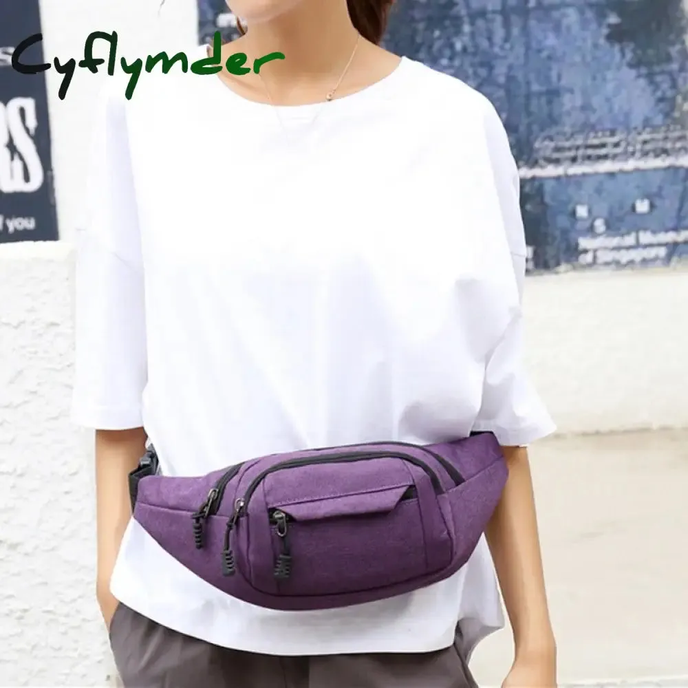 Cyflymder Fashion Men Women Waist Bag Casual Fanny Pack Purse Large Phone Belt Bag Pouch Canvas Outdoor Travel Phone Bag Banana Hip Bags