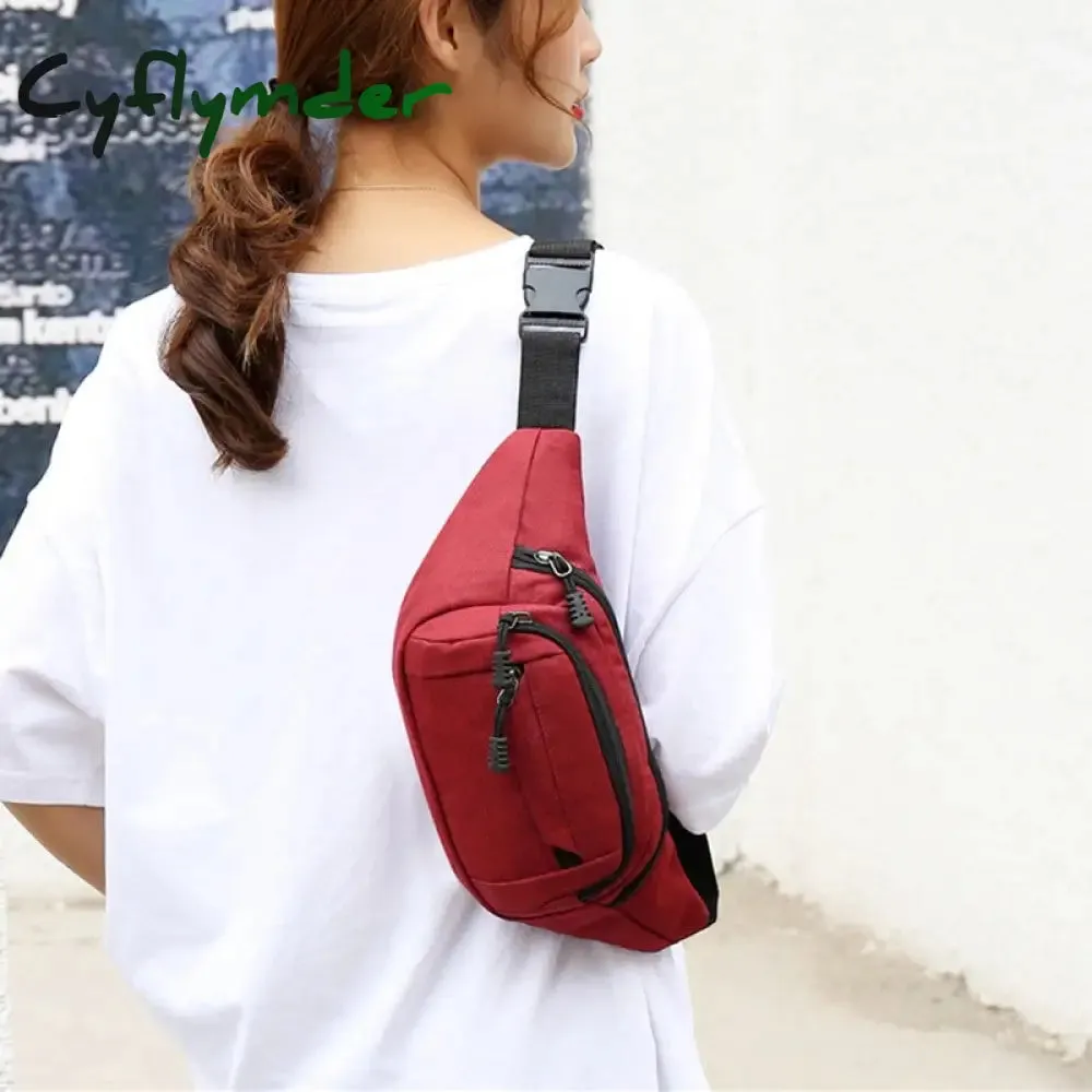 Cyflymder Fashion Men Women Waist Bag Casual Fanny Pack Purse Large Phone Belt Bag Pouch Canvas Outdoor Travel Phone Bag Banana Hip Bags