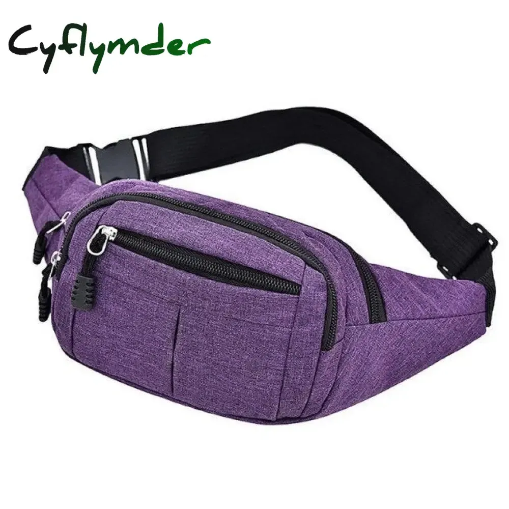 Cyflymder Fashion Men Women Waist Bag Casual Fanny Pack Purse Large Phone Belt Bag Pouch Canvas Outdoor Travel Phone Bag Banana Hip Bags