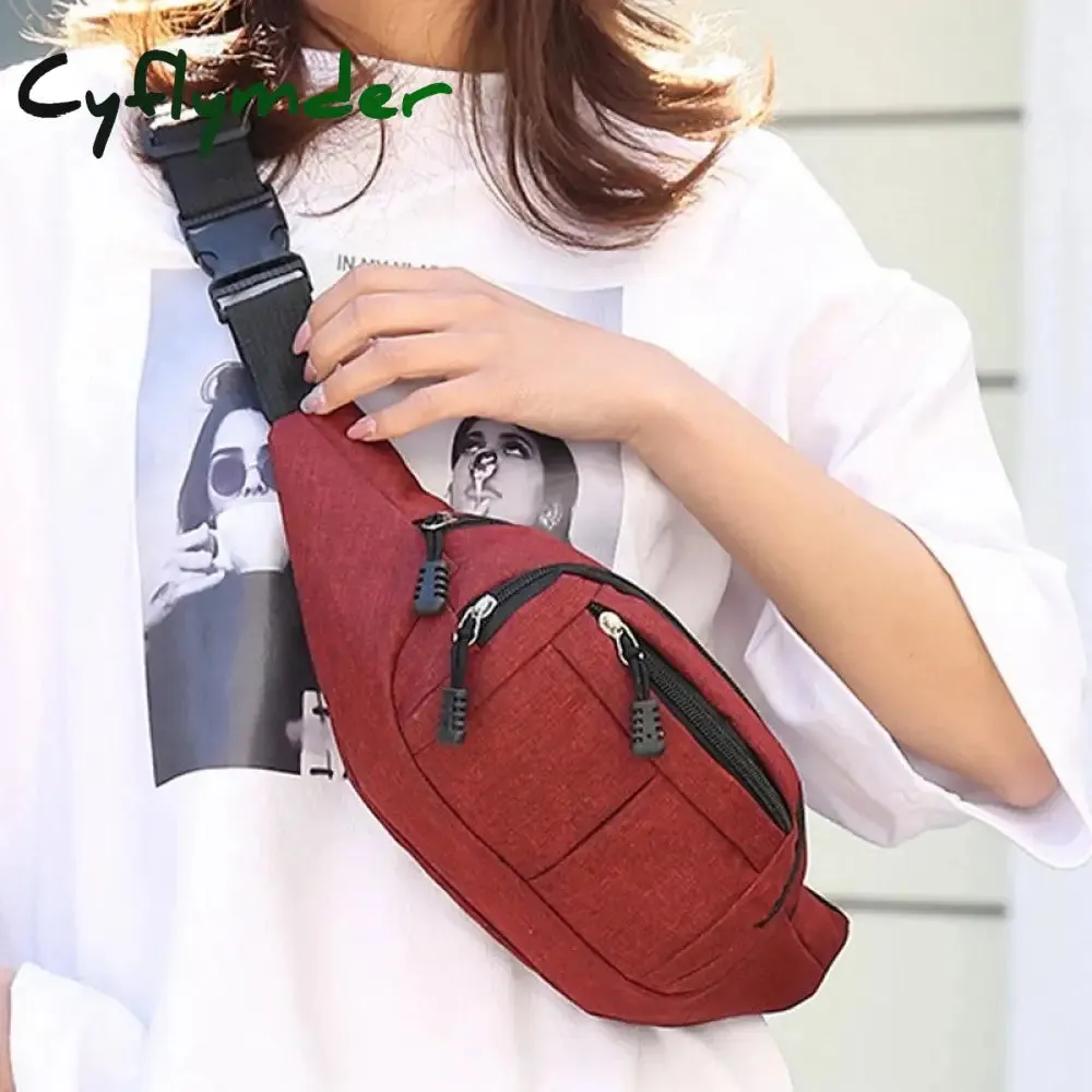 Cyflymder Fashion Men Women Waist Bag Casual Fanny Pack Purse Large Phone Belt Bag Pouch Canvas Outdoor Travel Phone Bag Banana Hip Bags