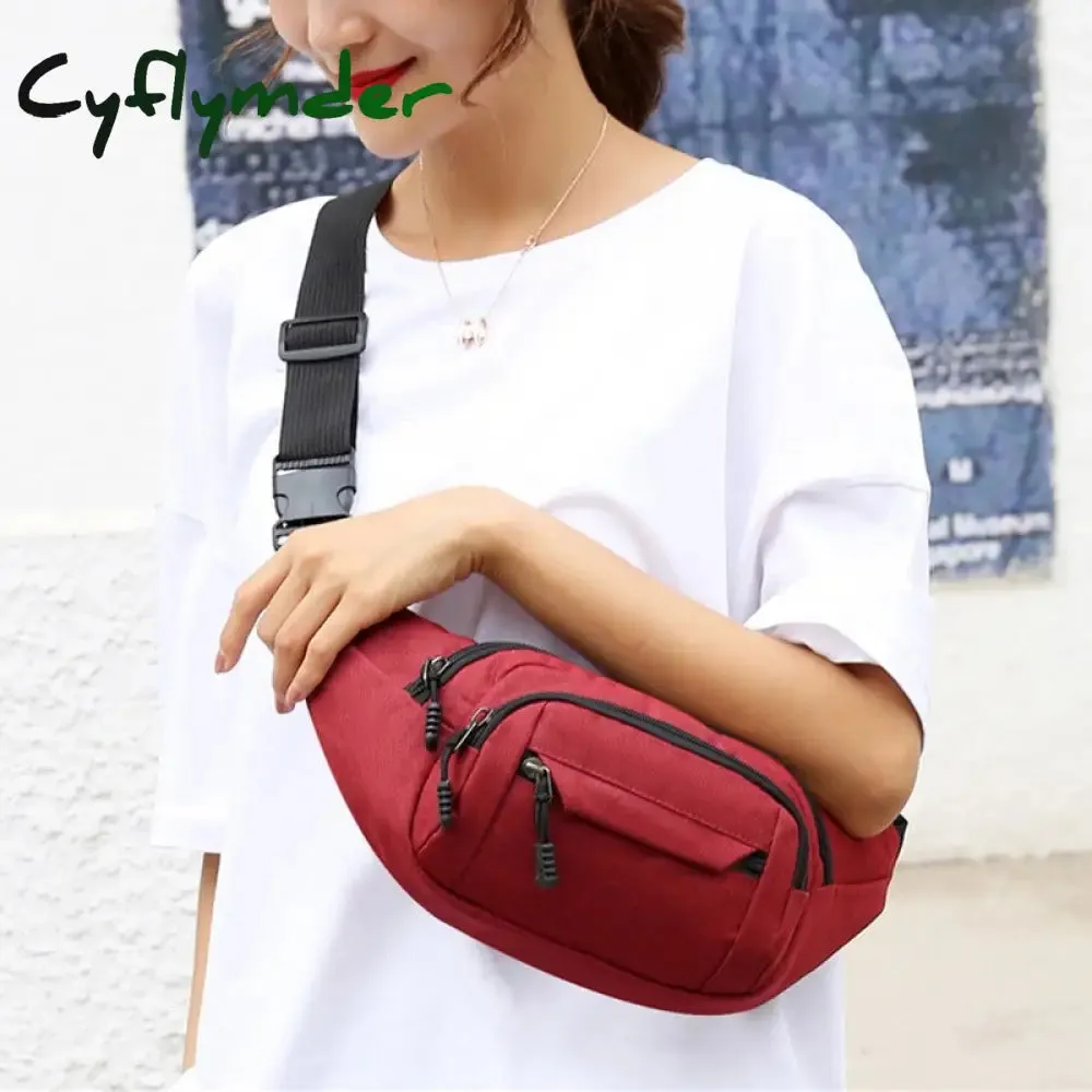 Cyflymder Fashion Men Women Waist Bag Casual Fanny Pack Purse Large Phone Belt Bag Pouch Canvas Outdoor Travel Phone Bag Banana Hip Bags