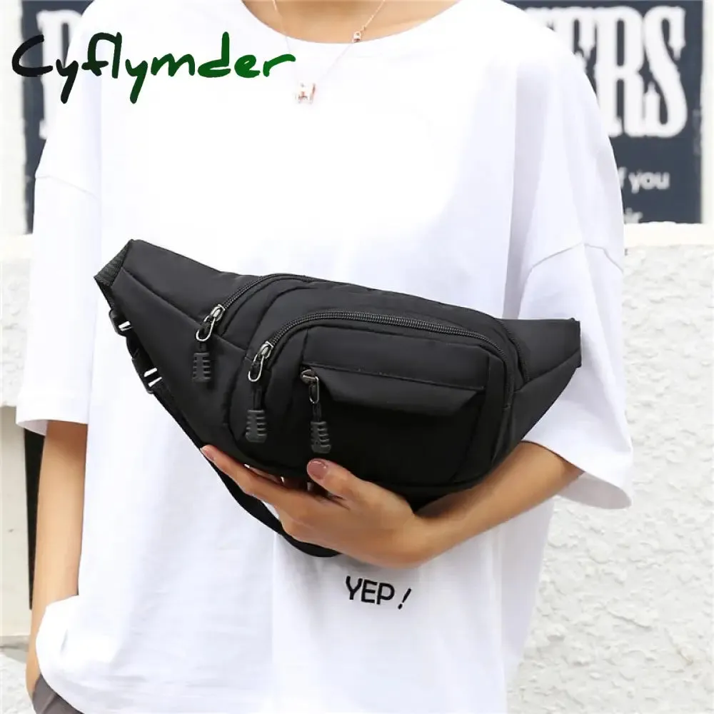 Cyflymder Fashion Men Women Waist Bag Casual Fanny Pack Purse Large Phone Belt Bag Pouch Canvas Outdoor Travel Phone Bag Banana Hip Bags