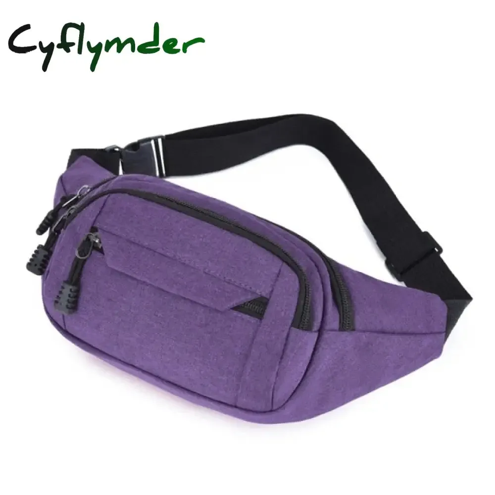Cyflymder Fashion Men Women Waist Bag Casual Fanny Pack Purse Large Phone Belt Bag Pouch Canvas Outdoor Travel Phone Bag Banana Hip Bags