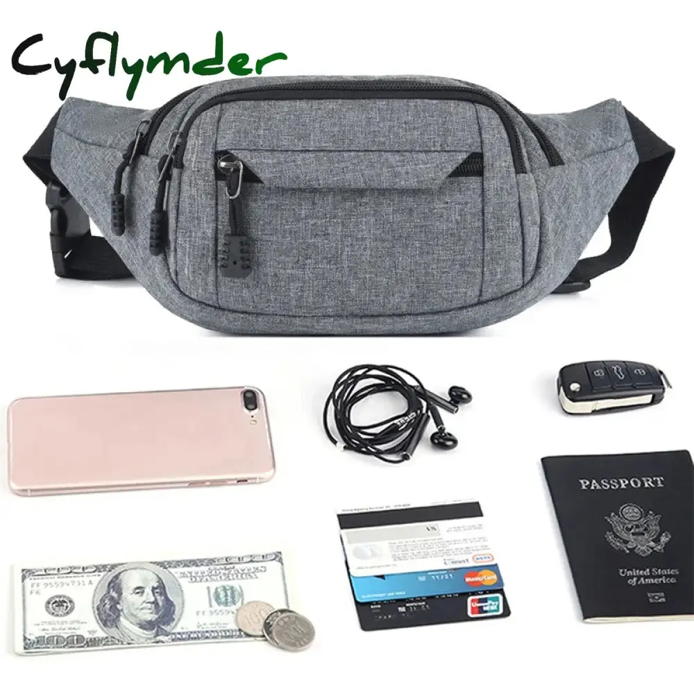 Cyflymder Fashion Men Women Waist Bag Casual Fanny Pack Purse Large Phone Belt Bag Pouch Canvas Outdoor Travel Phone Bag Banana Hip Bags
