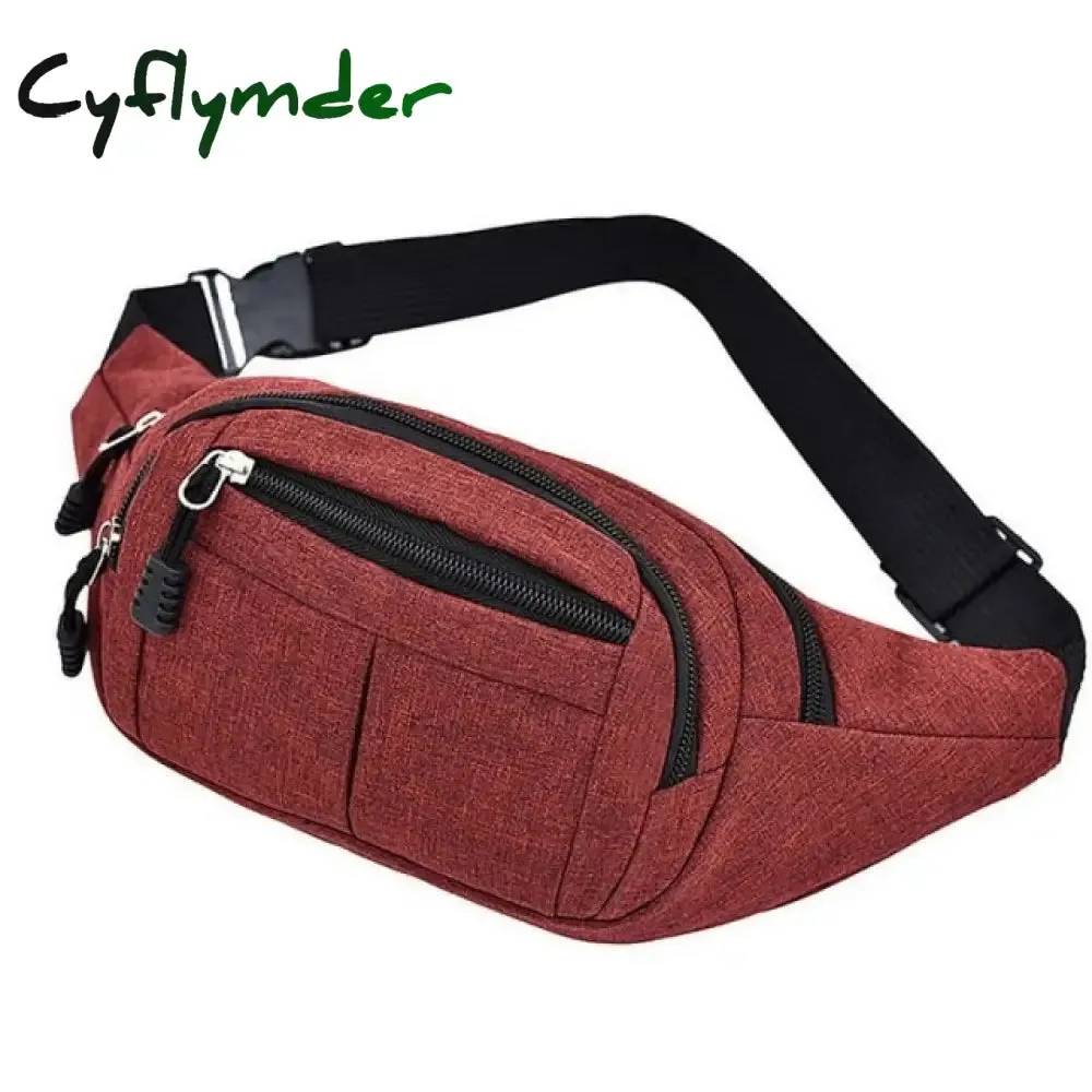 Cyflymder Fashion Men Women Waist Bag Casual Fanny Pack Purse Large Phone Belt Bag Pouch Canvas Outdoor Travel Phone Bag Banana Hip Bags