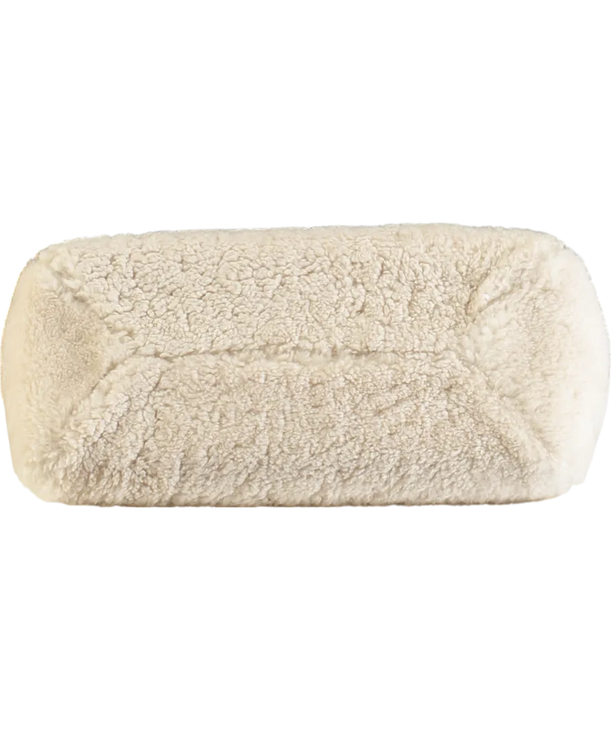 DeMellier Cream N102 Cannes Shearling Clutch Bag with chain strap