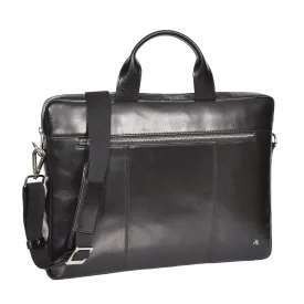 DR383 Slimline Cross Body Leather Briefcase Black