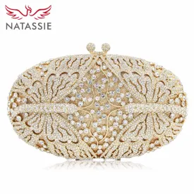 Dragonfly Shape Luxury Crystal Evening With Long Chain Women Bag
