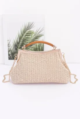 Faux Straw Party Clutch Purse