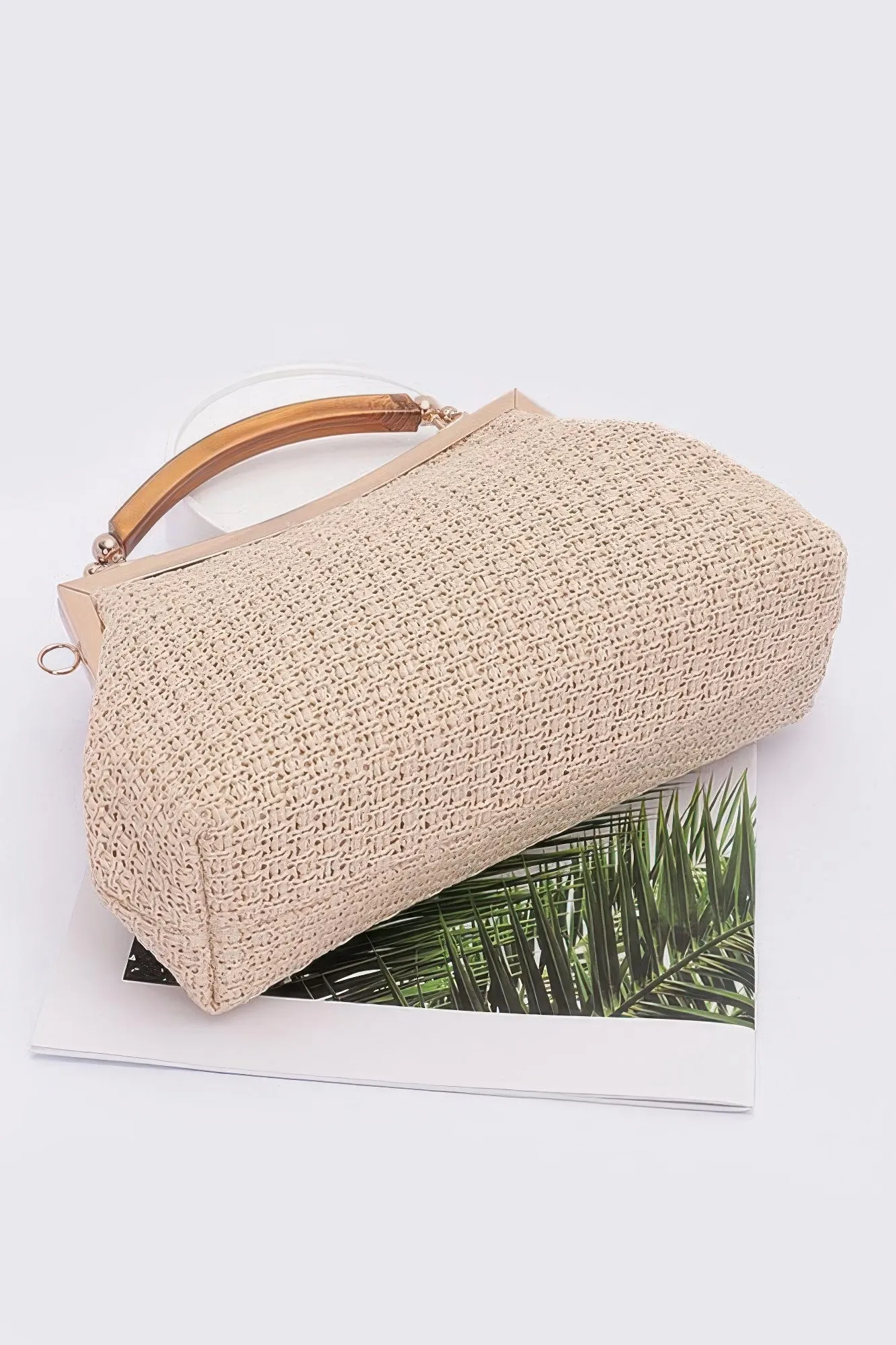 Faux Straw Party Clutch Purse