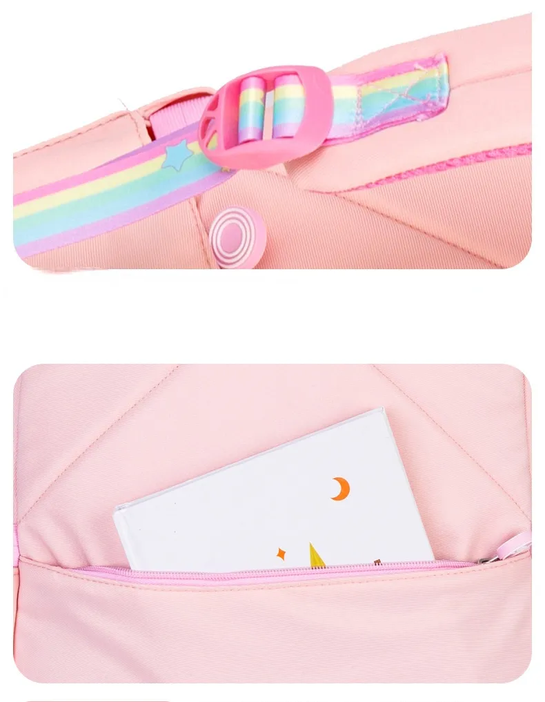Fresh and Cute Little Girl Student Backpack with Hanging Ornaments