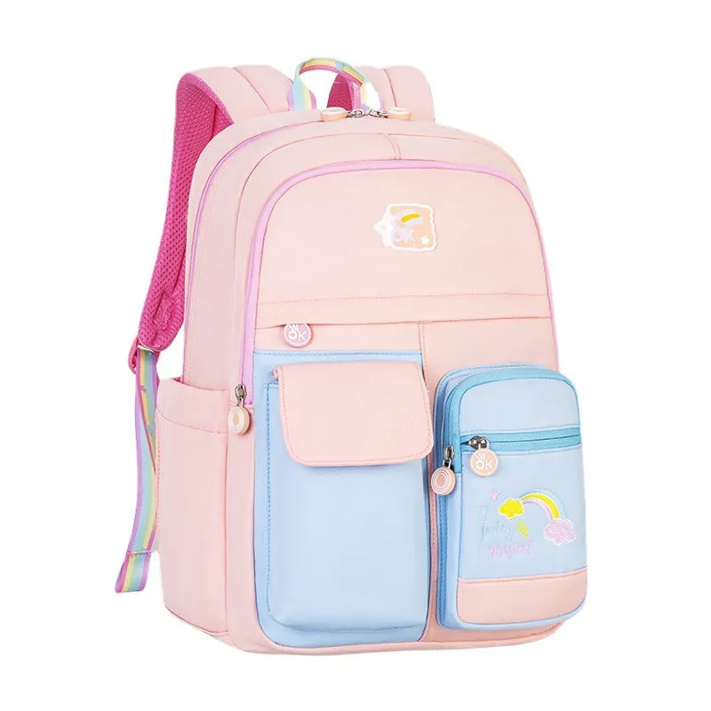 Fresh and Cute Little Girl Student Backpack with Hanging Ornaments