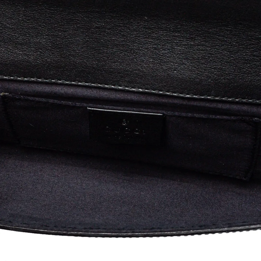 Gucci Black Patent Leather and Resin Studded Broadway Evening Clutch