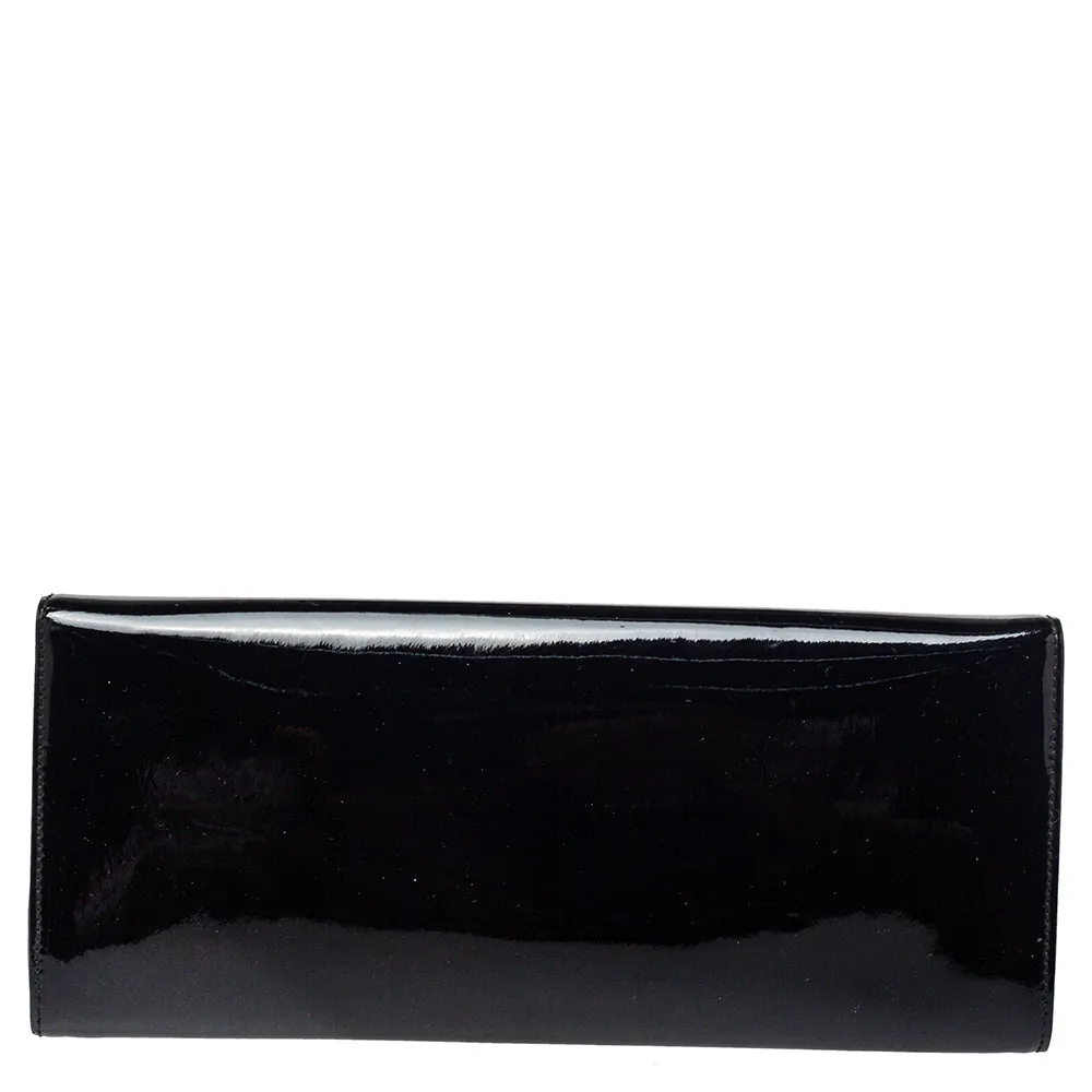 Gucci Black Patent Leather and Resin Studded Broadway Evening Clutch
