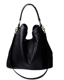 Handmade Woven Original Black Leather Bag