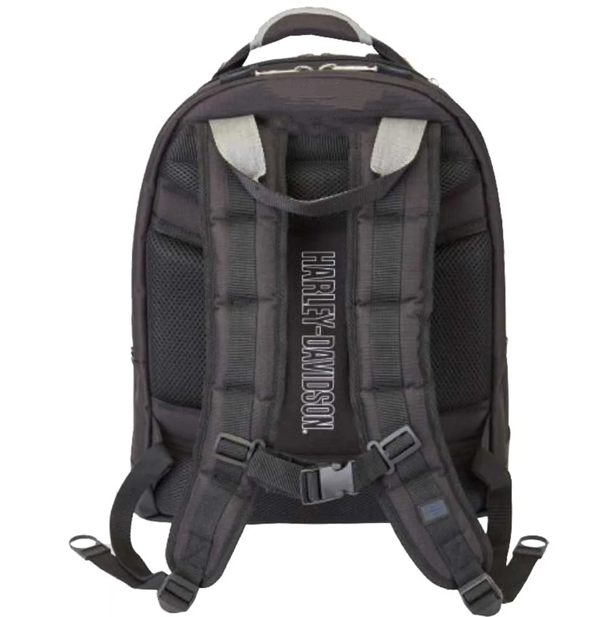 Harley-Davidson Backpack w/Steel Cable Strap & Harley Eagle, Black w/Blue Trim 99220