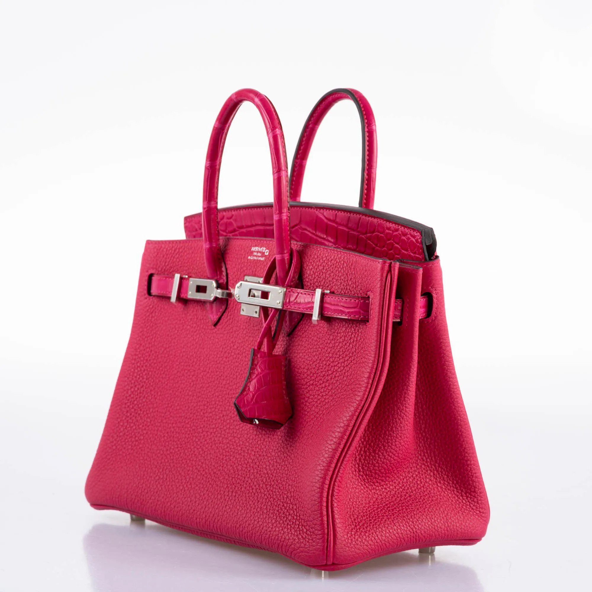 Hermès Birkin Touch 25 Framboise Togo & Matte Alligator Palladium Hardware - 2021, Z