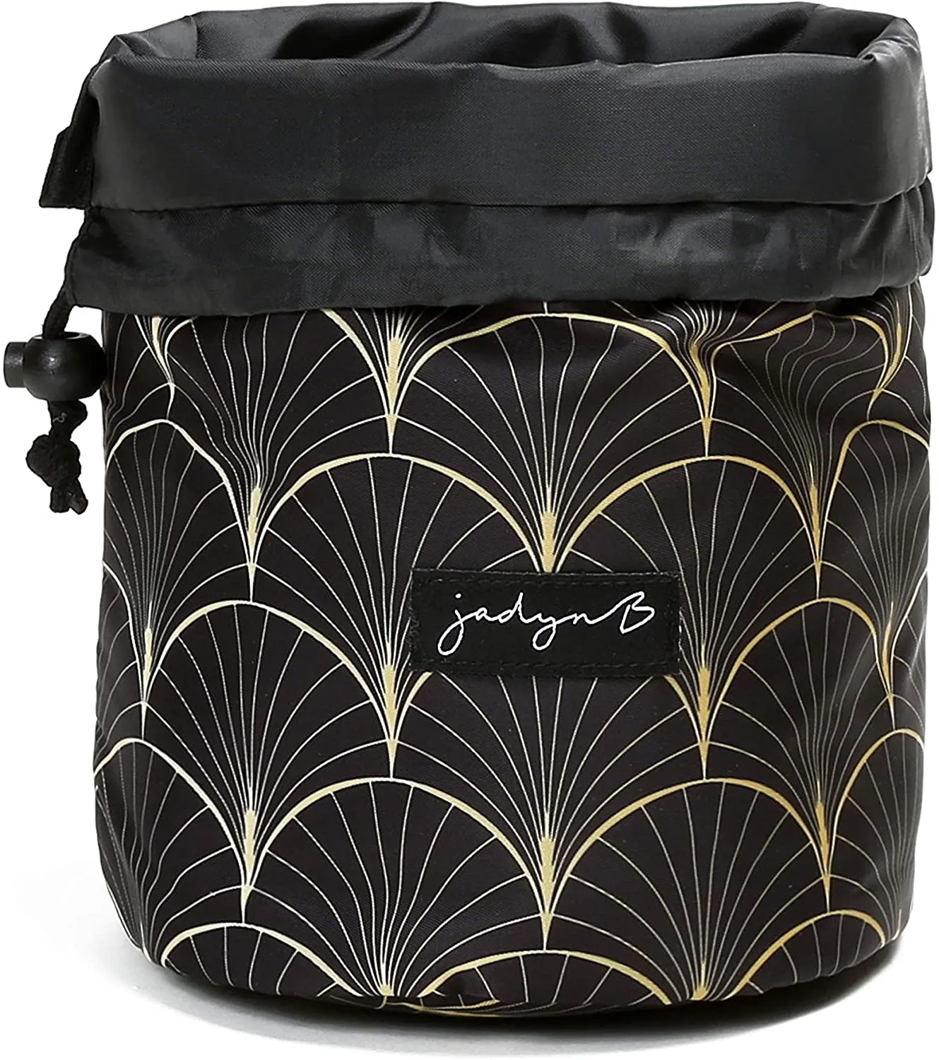 Jadyn B Cinch Top Compact Travel Makeup Bag and Cosmetic Organizer for Women (Deco Frond)