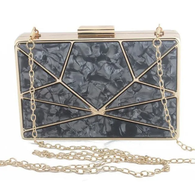 Luxury Brand Design Acrylic Decoration Clutches Women Evening Bags Party Wedding Hand Bag Chain Crossbody Purses Wallet Clutch