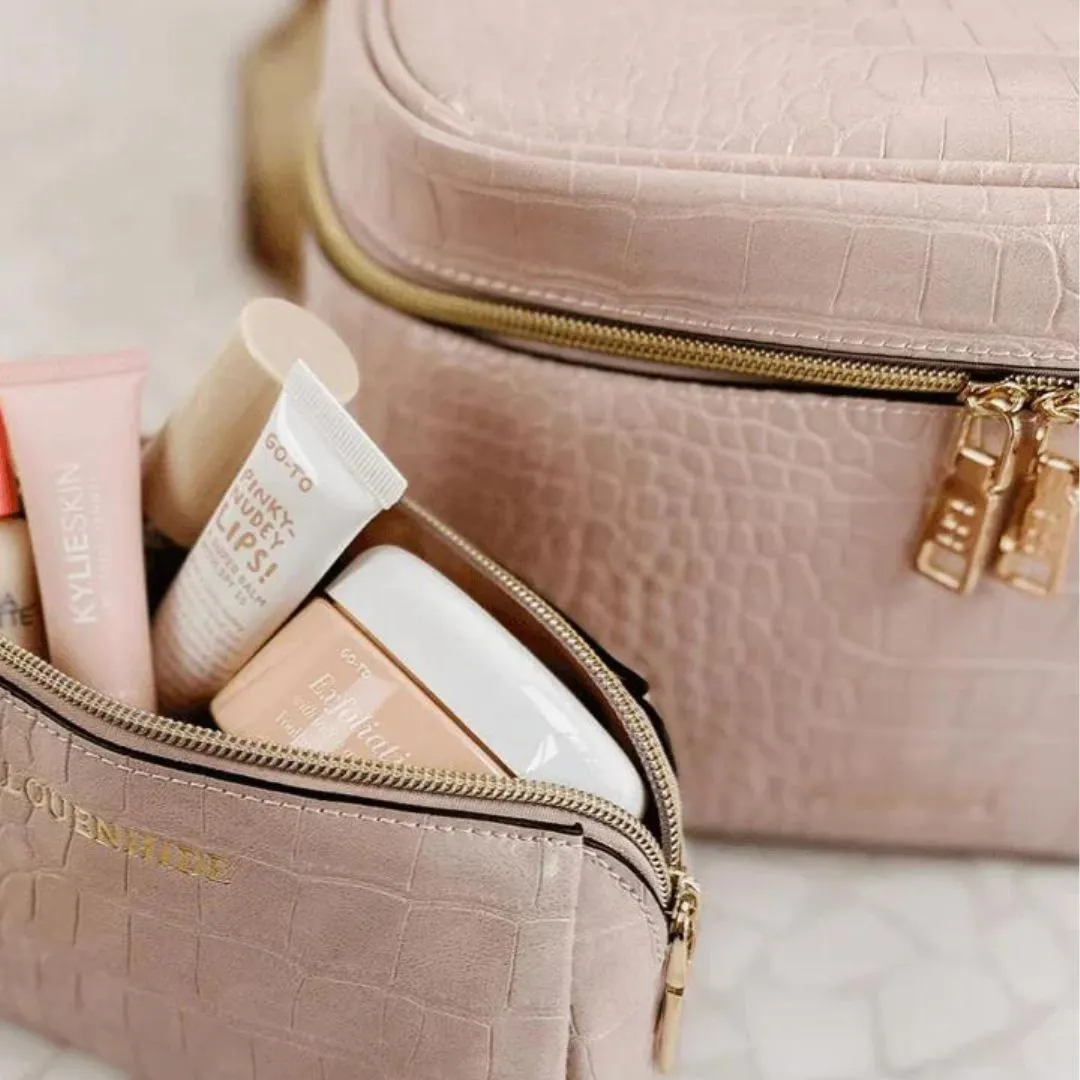 Madrid Bonnie Croc Cosmetic Set | Baby Pink