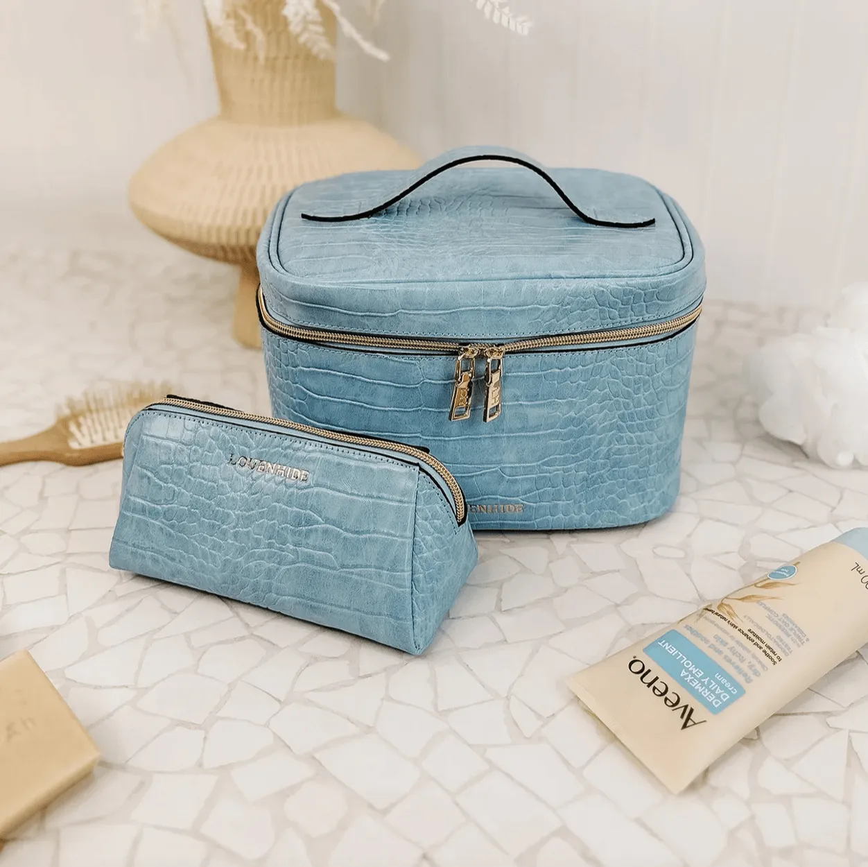 Madrid Bonnie Croc Cosmetic Set | Chambray