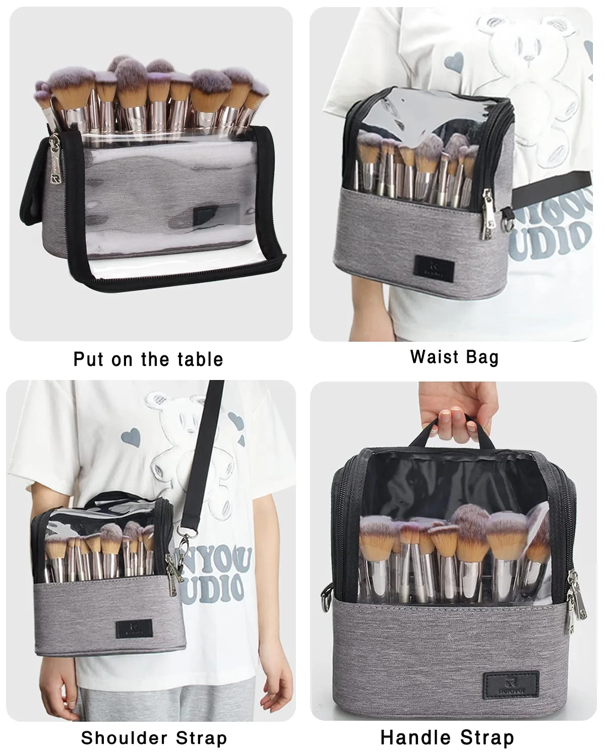 Makeup Brush Case Stand-up (gray, Small)
