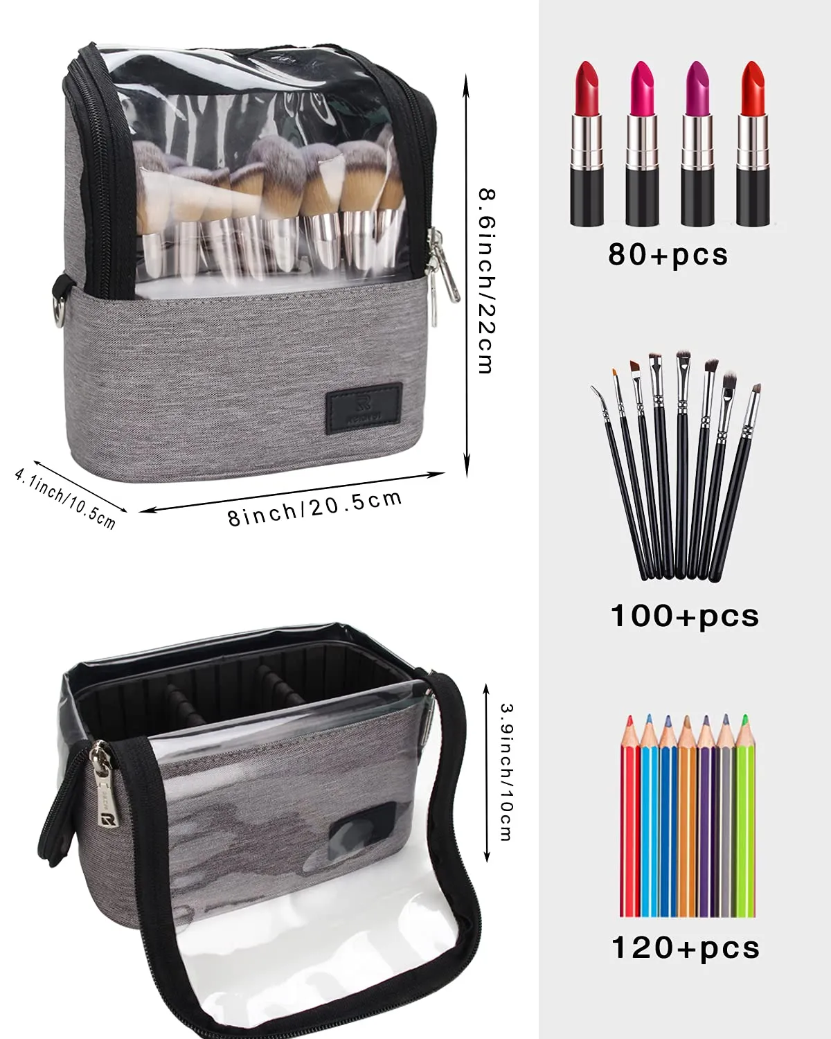 Makeup Brush Case Stand-up (gray, Small)